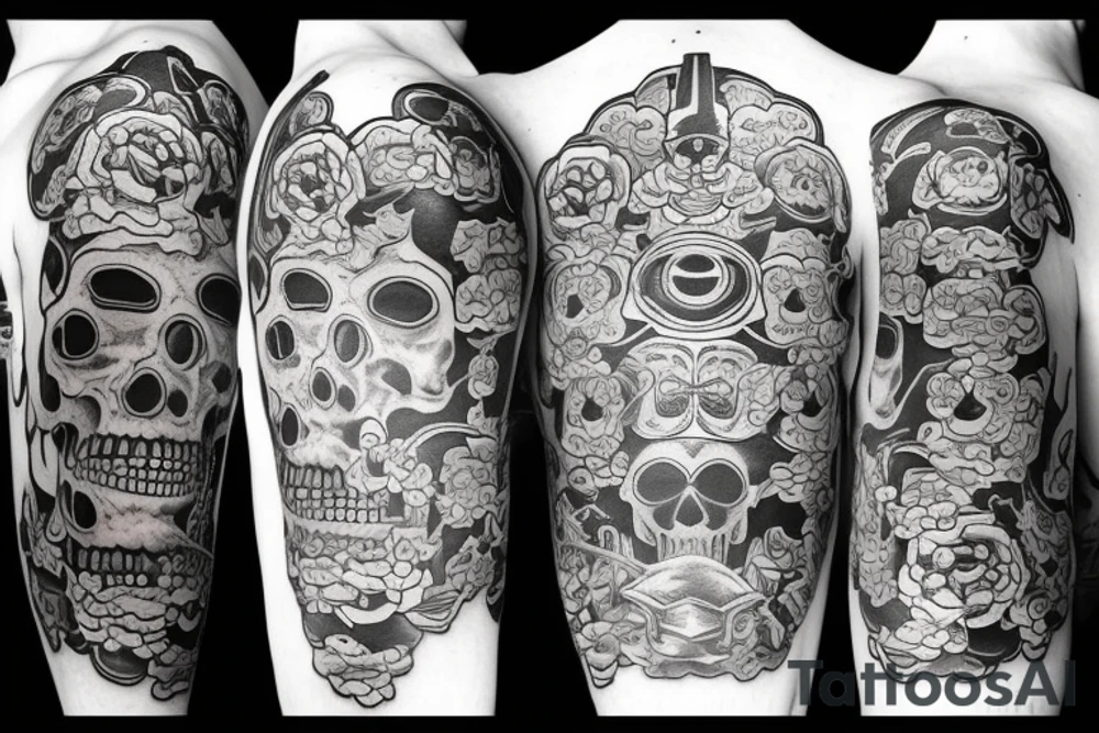 Samurai skull tattoo idea