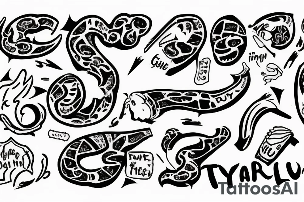 Stomach with lettering of TYG worked into the design.  gastric juices, possible connection to colon or other guts included tattoo idea