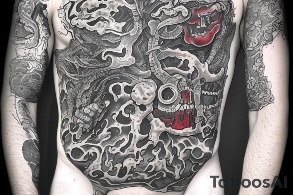 Stomach with lettering of TYG worked into the design.  blood and guts included tattoo idea