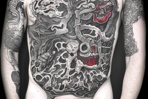 Stomach with lettering of TYG worked into the design.  blood and guts included tattoo idea