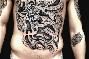 Stomach with lettering of TYG worked into the design.  blood and guts included tattoo idea