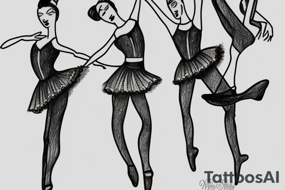Ballerina staying on one leg tattoo idea