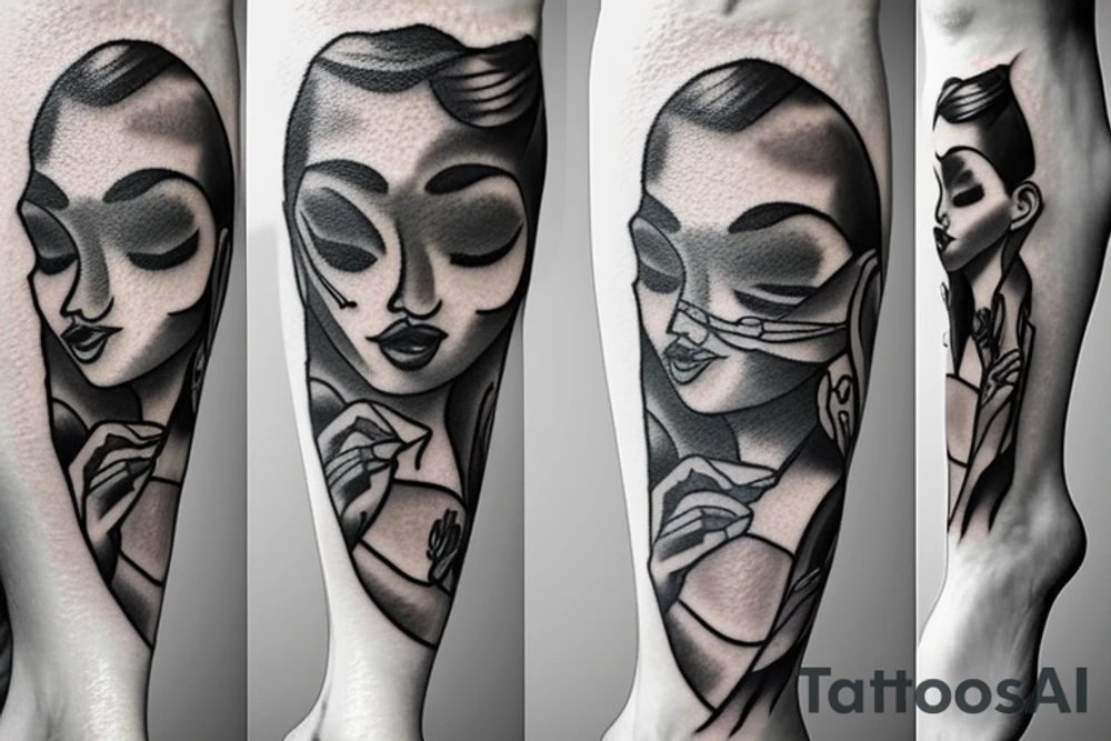 Ballerina staying on one leg tattoo idea