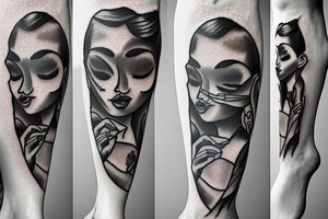 Ballerina staying on one leg tattoo idea