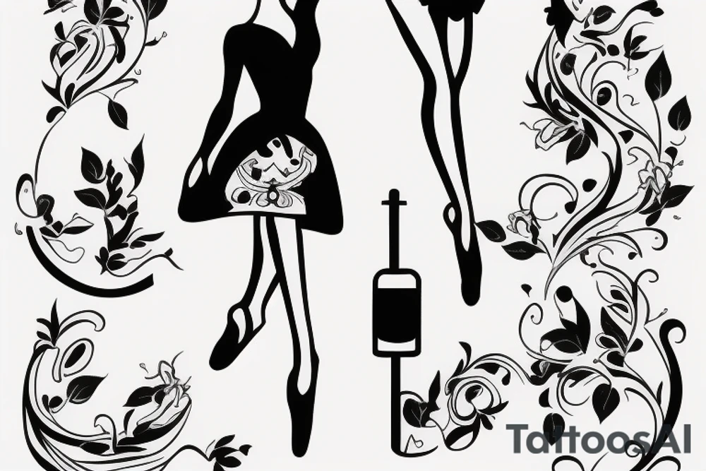 Ballerina staying on one leg tattoo idea