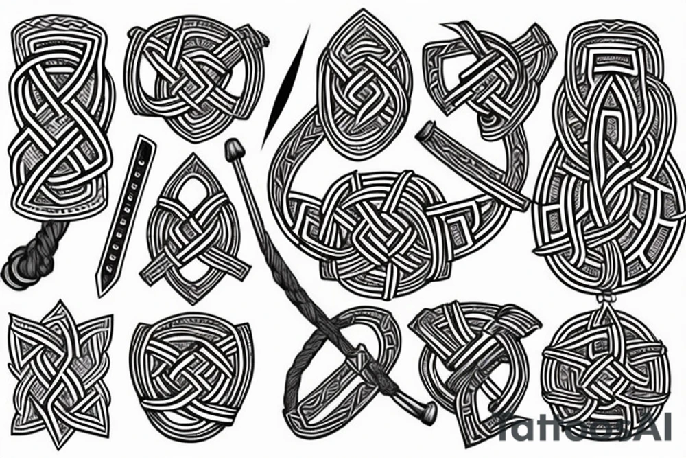 viking knotwork with horse and axe tattoo idea