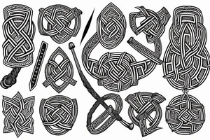 viking knotwork with horse and axe tattoo idea
