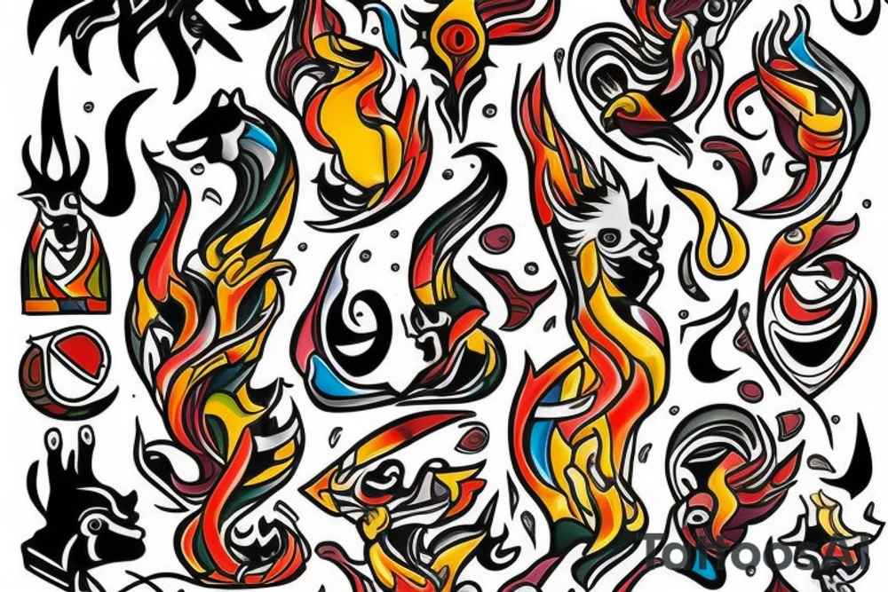 llamas de fuego al rededor de la pierna tattoo idea