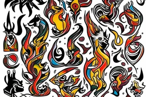 llamas de fuego al rededor de la pierna tattoo idea
