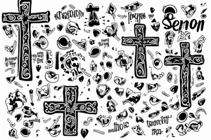 cross with semicolon tattoo idea