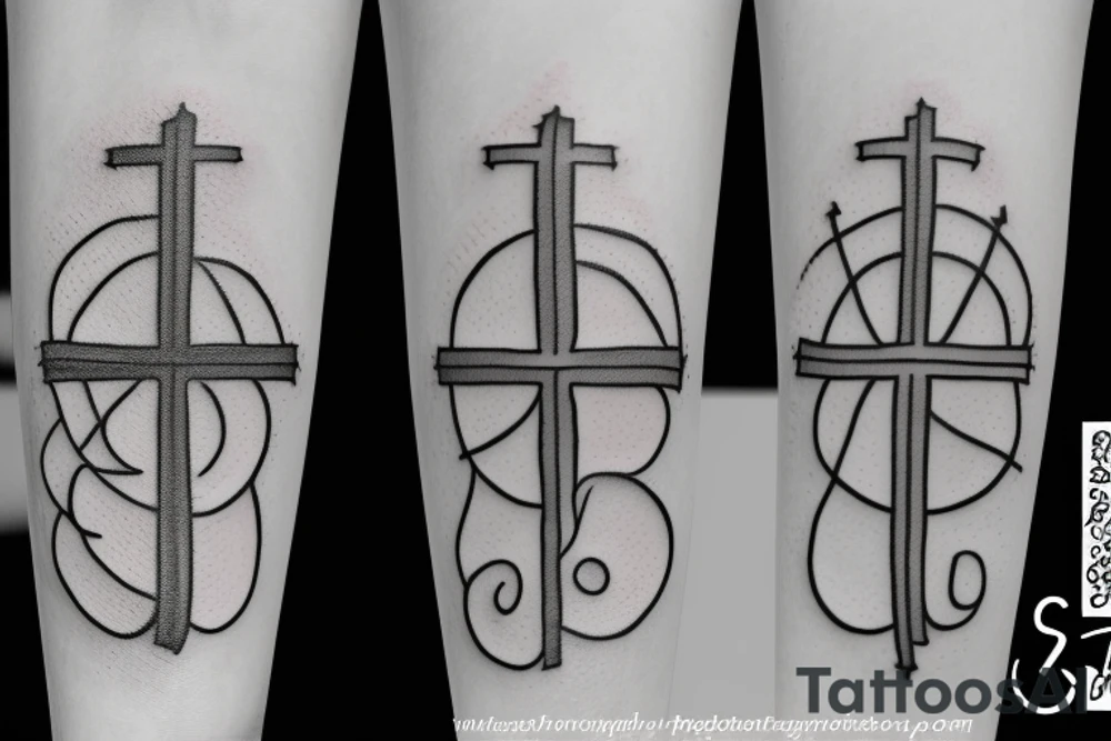 cross with semicolon tattoo idea