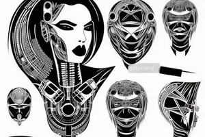 cyberpunk neck robotic tribal tattoo idea