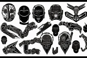 cyberpunk neck robotic tribal tattoo idea