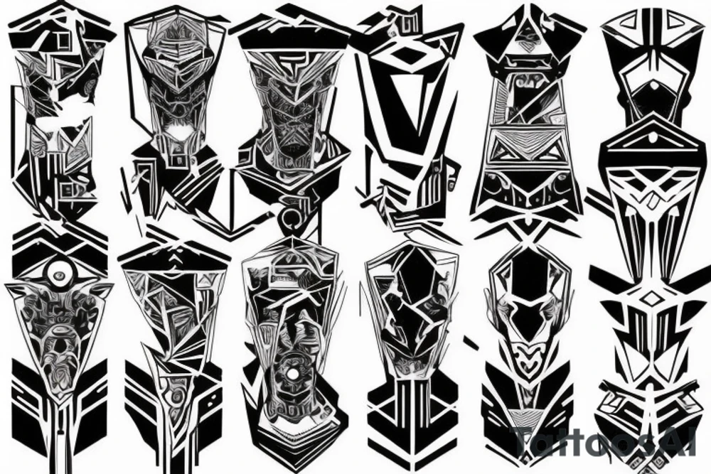 cyberpunk neck tech tribal tattoo idea