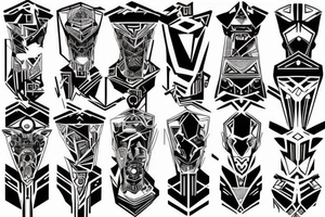 cyberpunk neck tech tribal tattoo idea