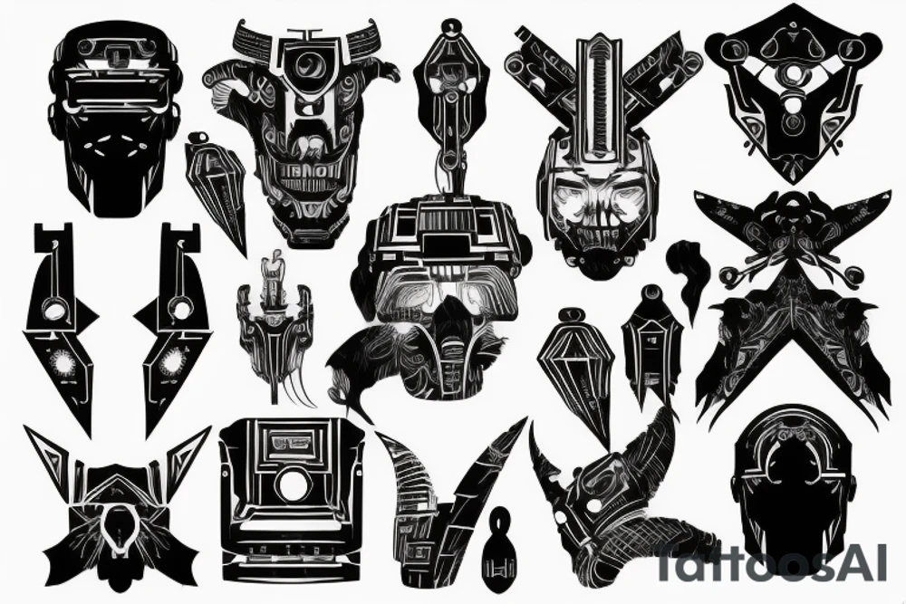 cyberpunk neck tech tribal tattoo idea