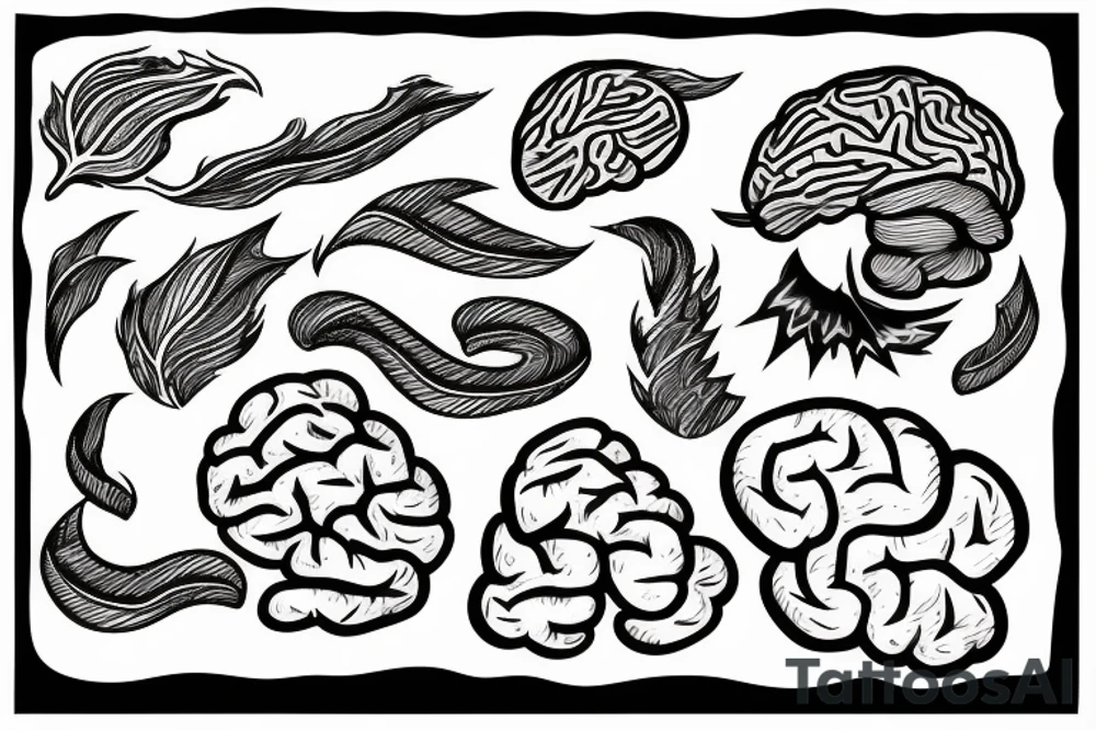brain covered in lightning tattoo idea