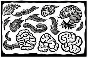 brain covered in lightning tattoo idea