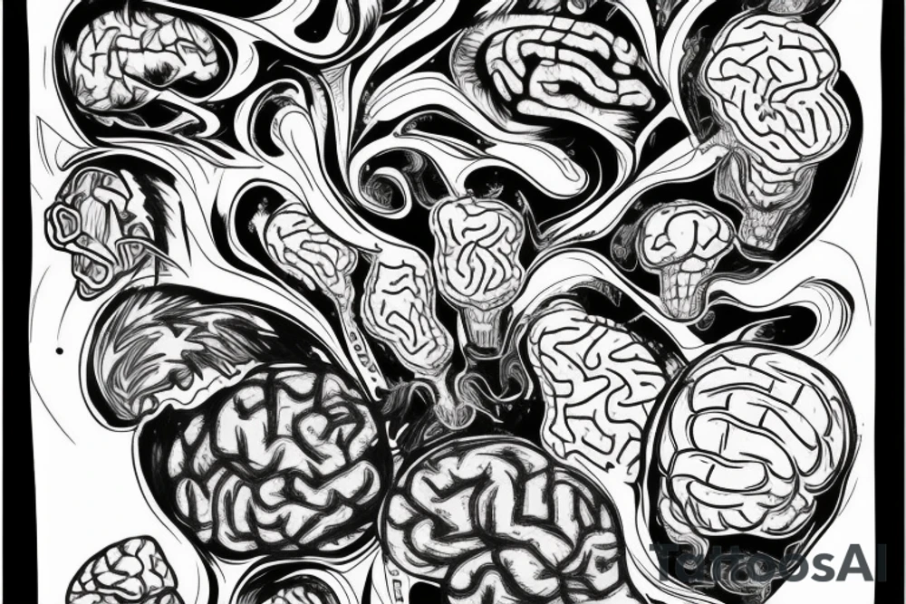 brain covered in lightning tattoo idea