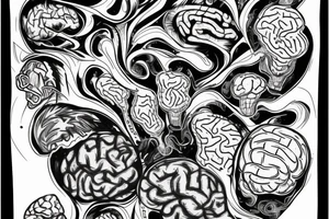 brain covered in lightning tattoo idea