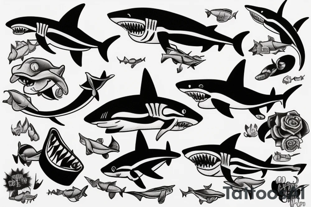 old school shark tattoo idea