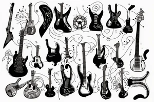 20% guitar music tattoo idea