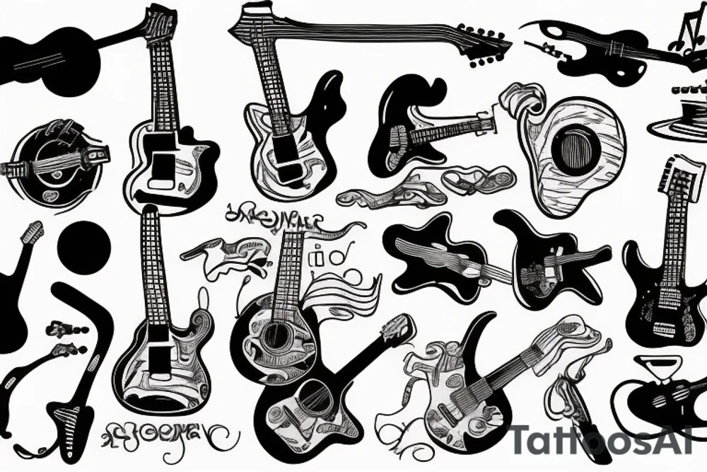 20% guitar music tattoo idea