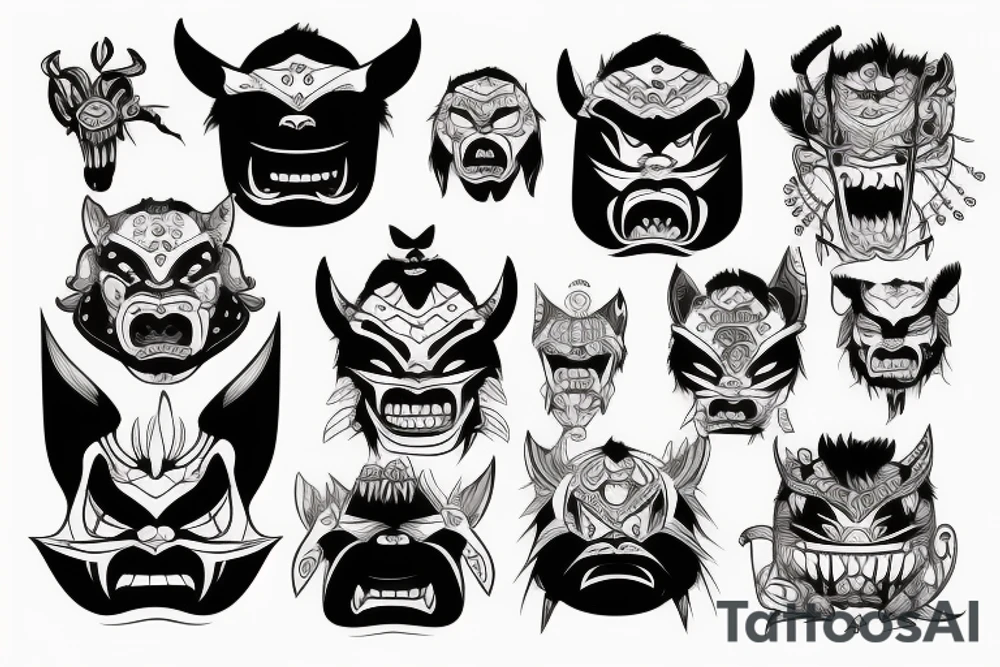 Oni face tattoo idea