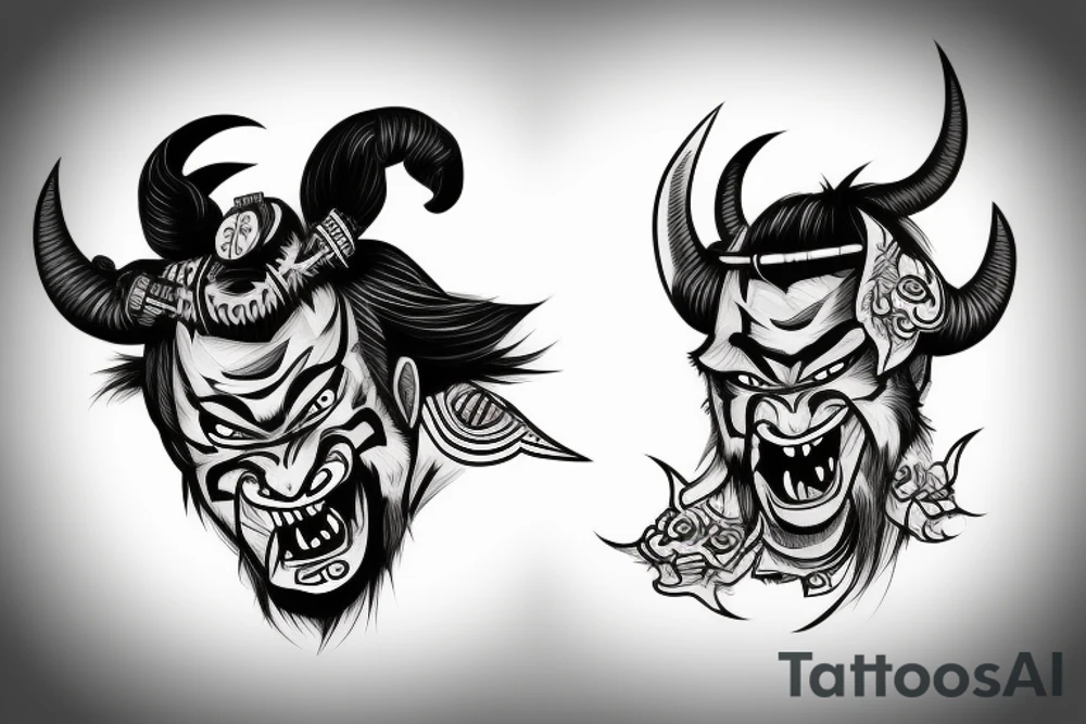 Oni samurai demon tattoo idea