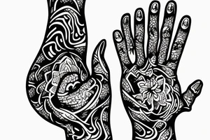 A tattoo on the back of my hand flowing from the end of my wrist up to my middle finger tattoo idea