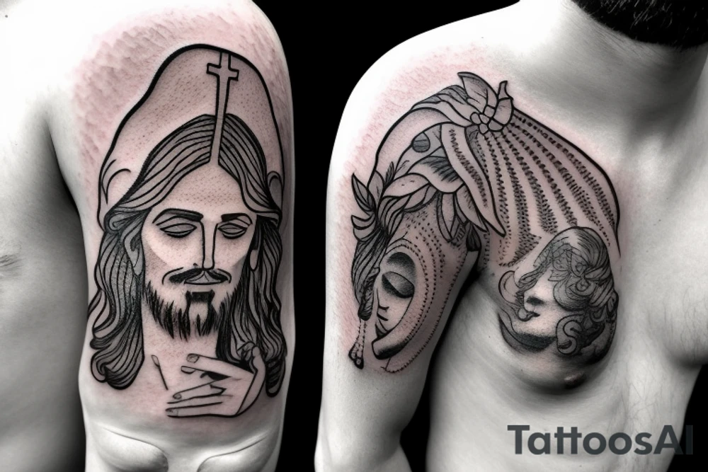 Jesus head with halo tattoo idea