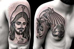 Jesus head with halo tattoo idea