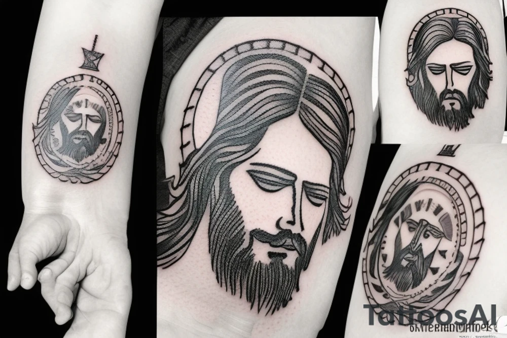 Jesus head with halo tattoo idea
