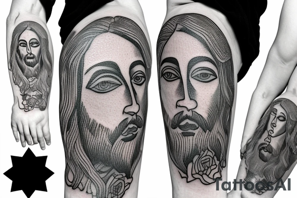 Jesus head with halo tattoo idea