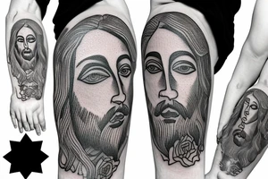 Jesus head with halo tattoo idea