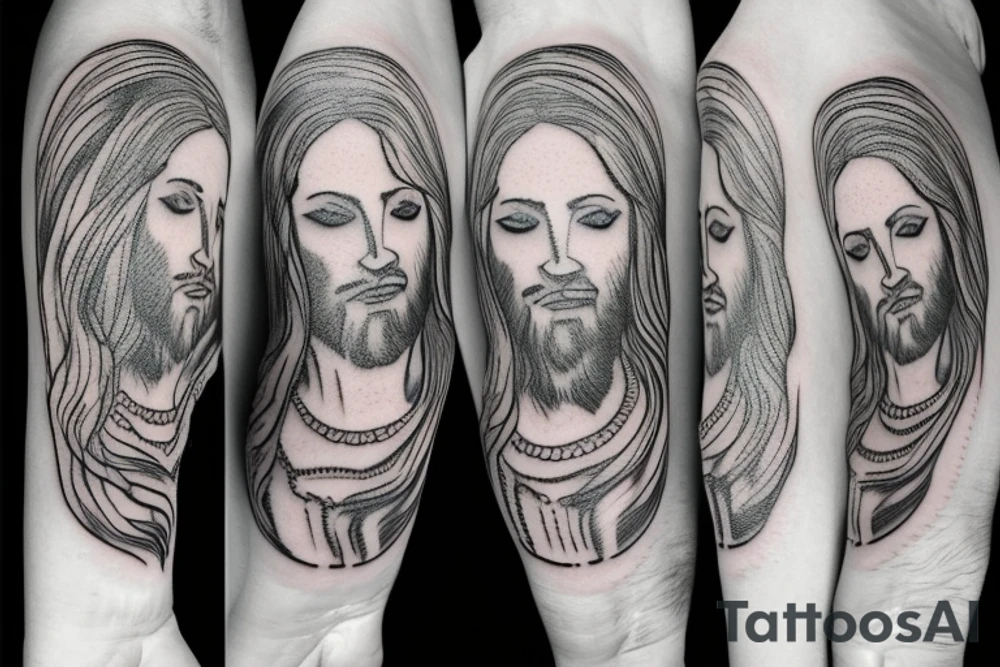 Jesus head with halo tattoo idea