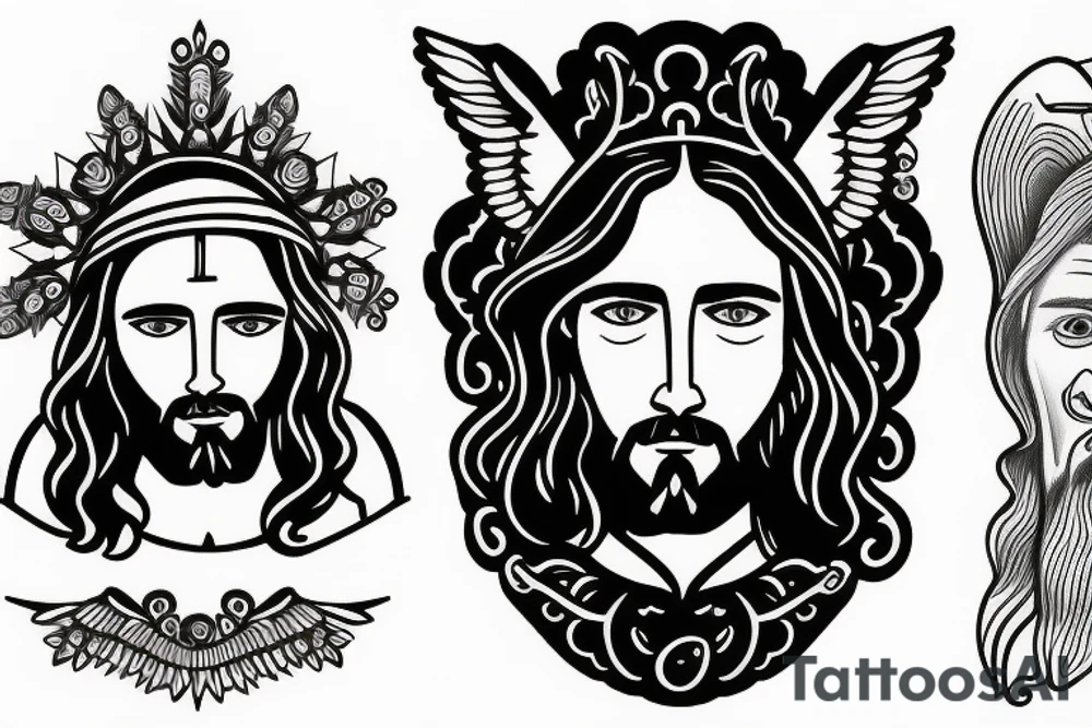 Jesus head with halo tattoo idea