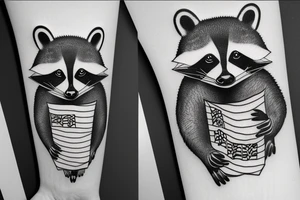 Raccoon holding a flag tattoo idea