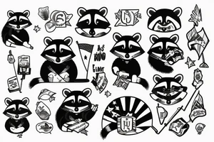 Raccoon holding a flag tattoo idea