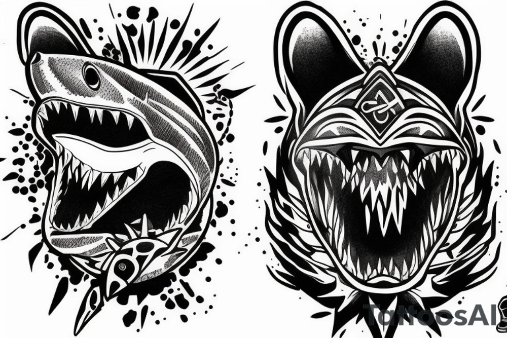 Bear attacking a shark tattoo idea