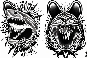 Bear attacking a shark tattoo idea