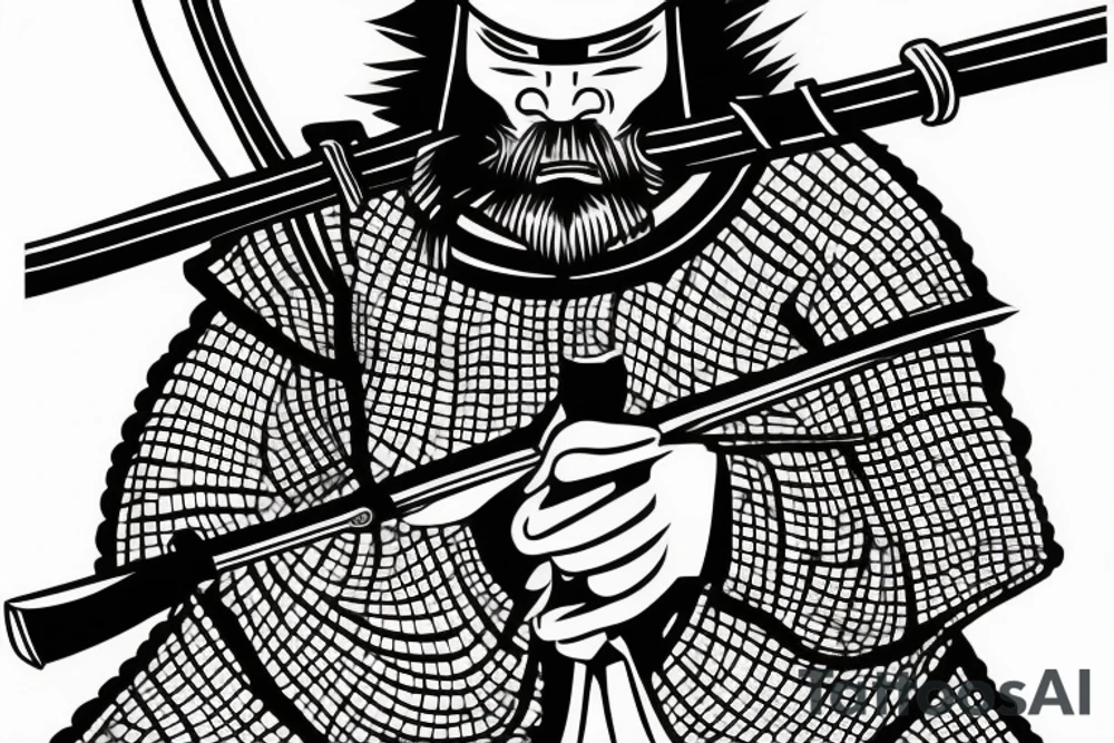 japanese samurai with katana with head down. tattoo idea