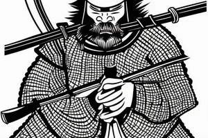 japanese samurai with katana with head down. tattoo idea