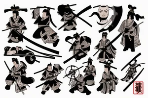 japanese samurai with katana with head down. tattoo idea