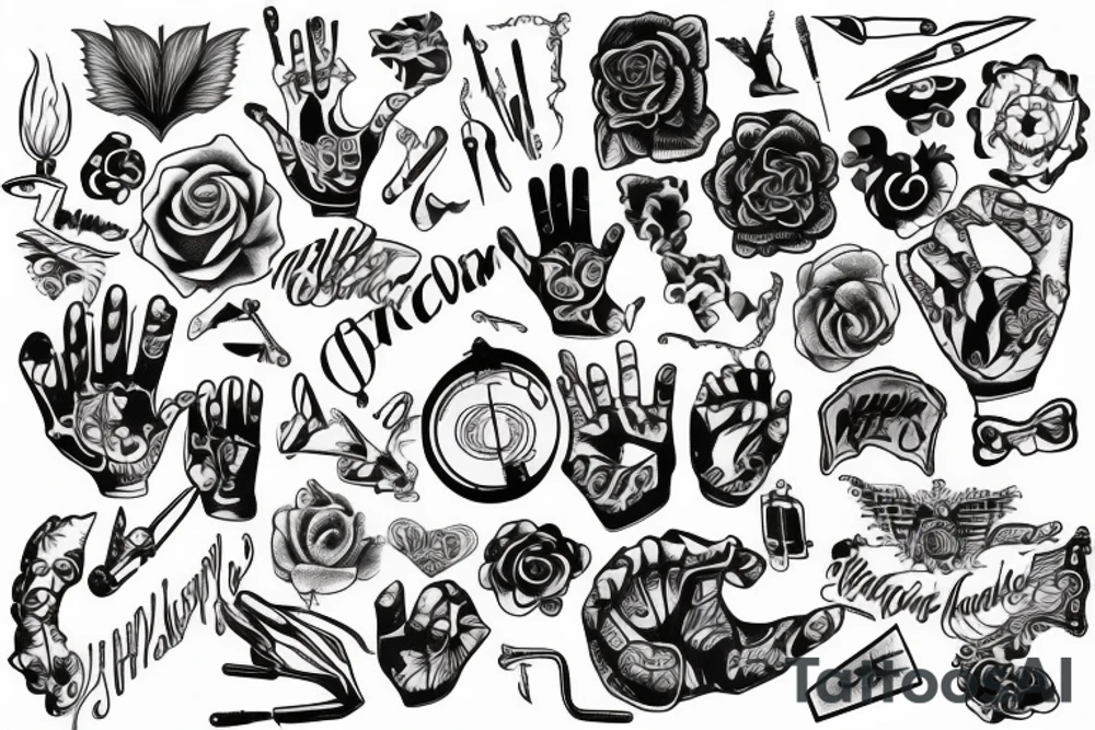 hand holding pen tattoo idea