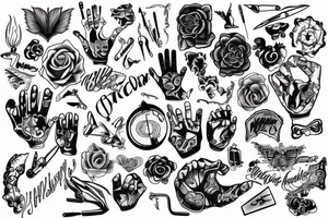 hand holding pen tattoo idea