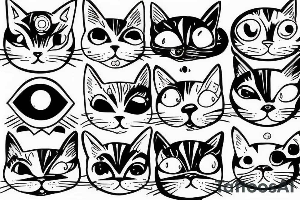 cat face with sharingan tattoo idea