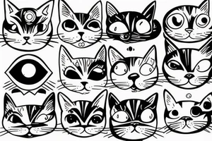 cat face with sharingan tattoo idea