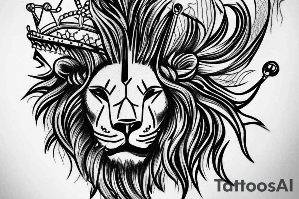 caesar crown with lion inside tattoo idea