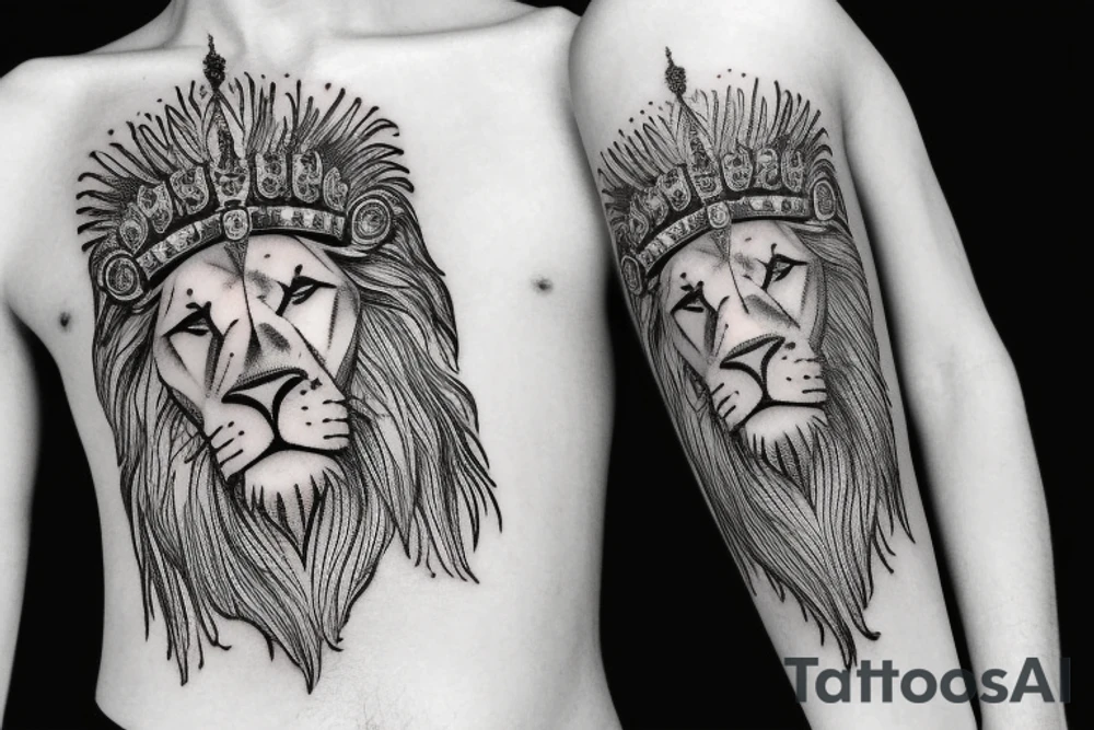 caesar crown with lion inside tattoo idea